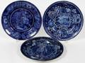 STAFFORDSHIRE BLUE TRANSFER PLATES C 1830 THREE