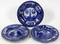 ROWLAND  MARSELLUS CO BLUE TRANSFER PLATES 6
