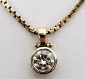 14KT YELLOW GOLD  DIAMOND PENDANT NECKLACE