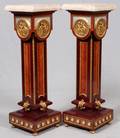 FRENCH STYLE INLAID  BRONZE MOUNTED PEDESTALS PAIR