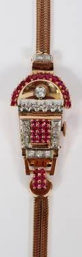 LUCERNE RUBY  DIAMOND ART DECO WATCH