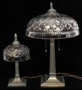 WATERFORD CRYSTAL  PATINATED METAL TABLE LAMPS
