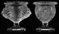 LALIQUE MOLDED  FROSTED GLASS TABLE URNS PAIR