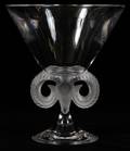 LALIQUE ARIES CLEAR  FROSTED GLASS COMPOTE