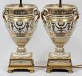 PARIS PORCELAIN FRUIT COOLERS PAIR MOUNTED AS LAMPS