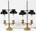 FRENCH REGENCY GILT BRONZE BOUILLOTTE LAMPS PAIR