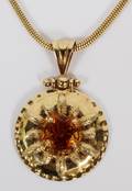 ITALIAN 14KT YELLOW GOLD NECKLACE  GARNET PENDANT