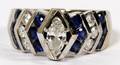 14KT WHITE GOLD MARQUISE DIAMOND AND SAPPHIRE RING