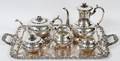 SILVERPLATE TEA  COFFEE SET W TRAY SIX PIECES