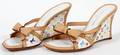 LOUIS VUITTON LEATHER WEDGE SANDALS PAIR