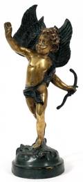 BRASS CHERUB SCULPTURE H 14