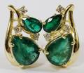 8CT NATURAL EMERALD  DIAMOND LADYS EARRINGS PAIR