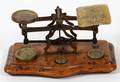 ENGLISH BRASS AND WALNUT POSTAL SCALE CIRCA 1880