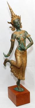 THAI GILT  PATINATED BRONZE SCULPTURE