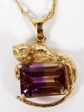14KT YELLOW GOLD  AMETRINE PENDANT W NECKLACE