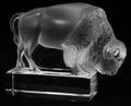 LALIQUE CLEAR  FROSTED GLASS BISON PAPERWEIGHT