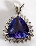 4CT NATURAL TANZANITE  DIAMOND PENDANT