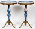 FRENCH STYLE PORCELAIN PEDESTAL TABLES PAIR