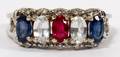 14KT WHITE GOLD RUBY  SAPPHIRE RING SIZE 7