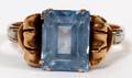 ART DECO 18KT YELLOW GOLD  BLUE TOPAZ RING SIZE 6