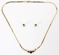 14KT YELLOW GOLD  SAPPHIRE NECKLACE AND EARRINGS