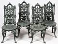 ROCOCO STYLE WROUGHT IRON GARDEN CHAIRS SET OF FOUR