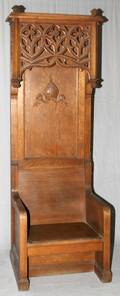 GOTHIC REVIVAL OAK THRONE CHAIR