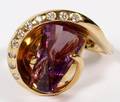 AMETHYST AND DIAMOND RING 14KT YELLOW GOLD