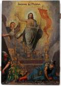 HAND PAINTED ICON RESURRECTION OF CHRIST 19TH C