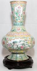 CHINESE ENAMEL ON BRASS VASE