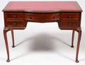 QUEEN ANNE STYLE MAHOGANY  LEATHER TOP DESK