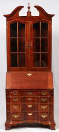 AMERICAN MAHOGANY BLOCKFRONT SECRETARYBOOKCASE