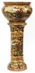 SATSUMA STYLE POTTERY JARDINIRE AND PEDESTAL H 355