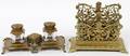 ART NOUVEAU BRASS INKSTAND  A LETTER HOLDER