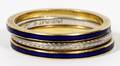 18KT GOLD BLUE ENAMEL  PLATINUM STACKABLE RINGS