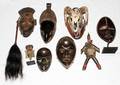 AFRICAN TRIBAL CARVED WOOD MASKS  FIGURES SIX