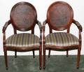 LOUIS XVI STYLE MAHOGANY ARMCHAIRS PAIR