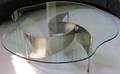 MODERN POLISHED ALUMINUM AND GLASS COFFEE TABLE