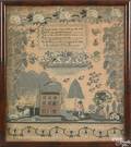 Fine Susquehanna Valley Pennsylvania silk on linen nedlework sampler