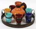 FRANCISCAN EL PATIO POTTERY CARAFE  CUPS W TRAY