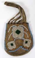 NATIVE AMERICAN INDIAN BEADED HIDE POUCH