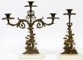 BRASS CRYSTAL MARBLE GIRANDOLE C 1850 2 PCS