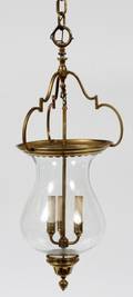BRASS AND GLASS CHANDELIER