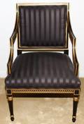 KINDEL FURNITURE PAINTED BLACK  GOLD ARMCHAIR