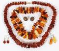 RUSSIAN AMBER NECKLACES 28L 23L  2PAIR EARRINGS