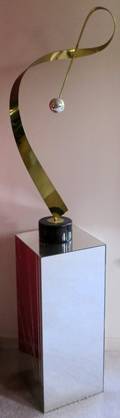 MODERN BRASS  CHROME SCULPTURE C LATE 20TH C