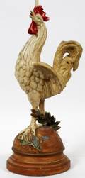 POLYCHROME METAL ROOSTER LAMP