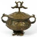 WEST AFRICAN BENIN BRONZE CEREMONIAL POT
