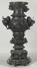 Monumental Japanese bronze urn ca 1900