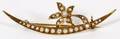 14KT GOLD  SEED PEARL FLOWER CRESCENT PIN C 1900